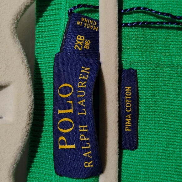 NWT Polo Ralph Lauren Pima Cotton Green Sweater Vest Sz.2XB - Picture 7 of 13